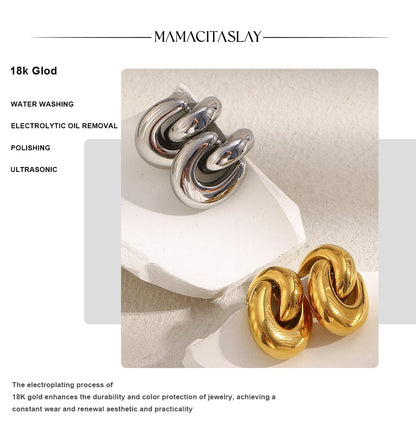 MamacitaSlay 316L Stainless Steel Geometric Earrings Waterproof 18K Gold Plated Jewelry Women's Minimalist Earrings Cute Gifts