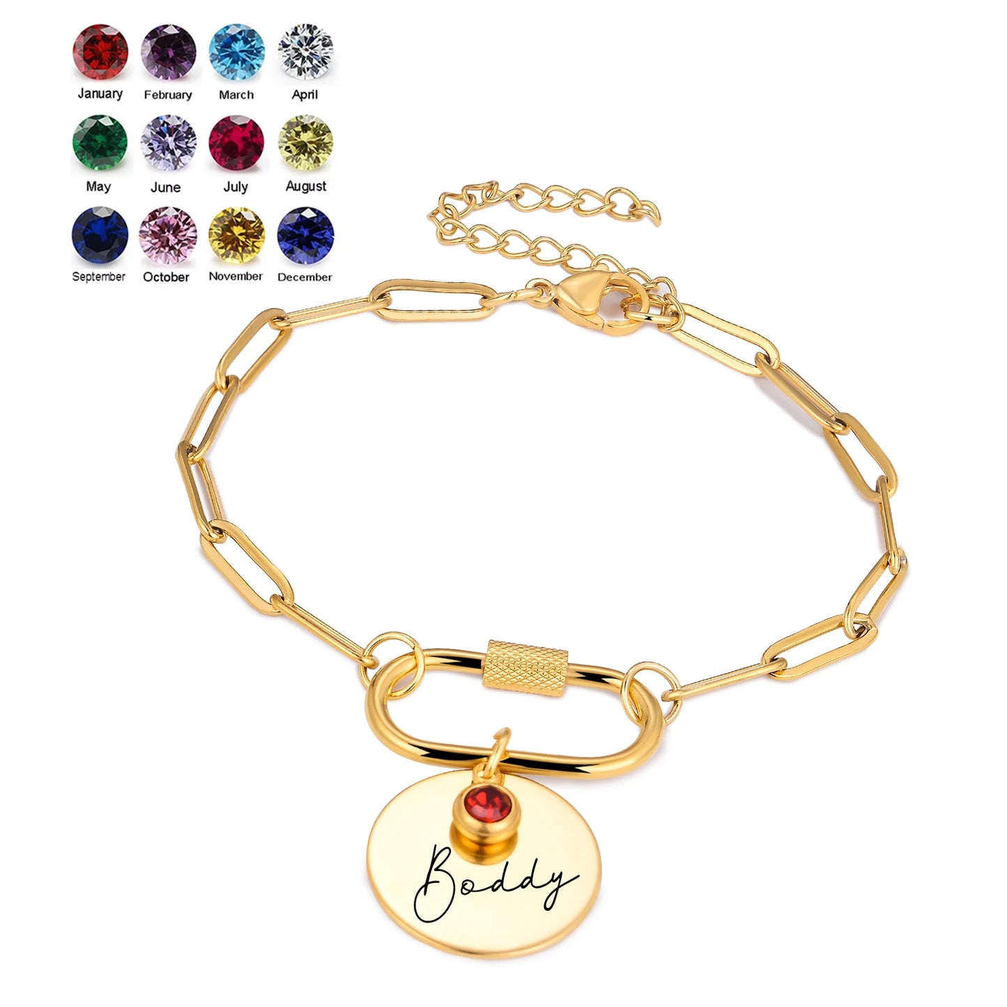 Circle of Love Engraved Birthstone Bracelet