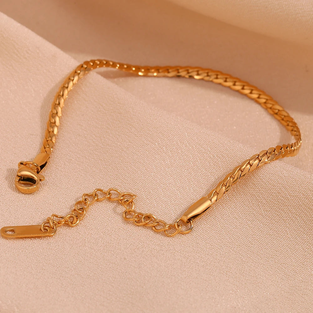 MamacitaSlay 316L Stainless Steel Encrypted NK Chain Bracelet 18K Gold Plated Minimalist Waterproof Jewelry For Women Daily Wear