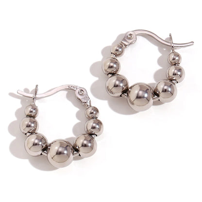 MamacitaSlay Unique Gradient Sized Beads Stainless Steel Earrings Party Waterproof Jewelry Women's Charm Statement Earrings Gift