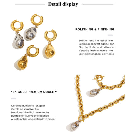 MamacitaSlay 316L Stainless Steel Irregular Pendant Necklace Bracelet Earring Set For Women's Charm Waterproof Jewelry Set Gift