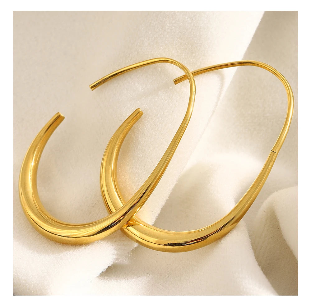 MamacitaSlay 316L Stainless Steel Pear Shape Hollow Out Hoop Earrings 18K Gold Plated Waterproof Jewelry Women's Unique Earrings