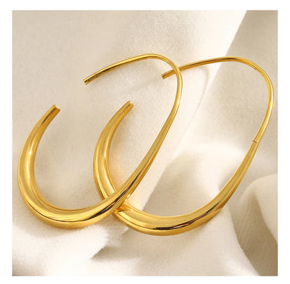 MamacitaSlay 316L Stainless Steel Pear Shape Hollow Out Hoop Earrings 18K Gold Plated Waterproof Jewelry Women's Unique Earrings