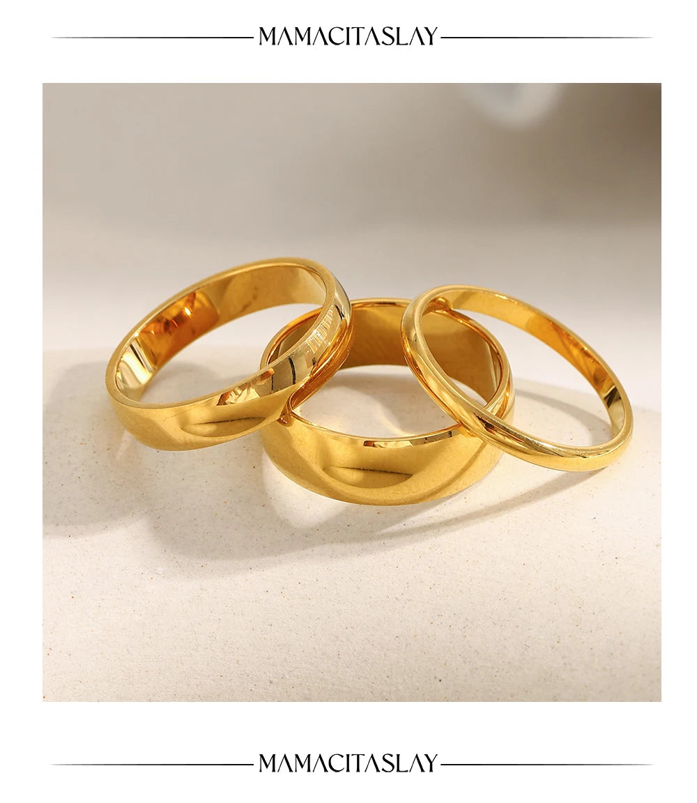 MamacitaSlay 316L Stainless Steel Minimalist Ring 18K Gold Plated Waterproof Jewelry Women Classic High Quality Gifts Ring