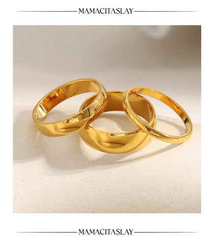 MamacitaSlay 316L Stainless Steel Minimalist Ring 18K Gold Plated Waterproof Jewelry Women Classic High Quality Gifts Ring