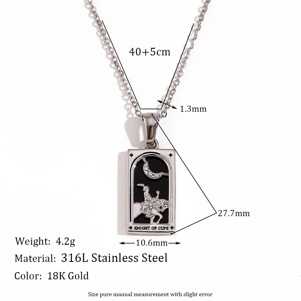 MamacitaSlay 316L Stainless Steel Zircon Tarot Necklace 18K Gold Plated Waterproof Jewelry Women's Creative Elegant Necklace