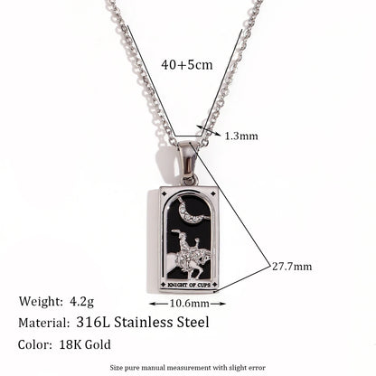 MamacitaSlay 316L Stainless Steel Zircon Tarot Necklace 18K Gold Plated Waterproof Jewelry Women's Creative Elegant Necklace