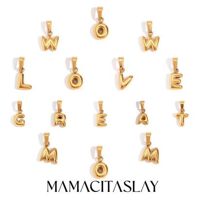 MamacitaSlay Stylish Mini Gold Plated Waterproof 26 Initial Letters Jewelry Pendants Diy Charms For Jewelry Making Dily Jewelry
