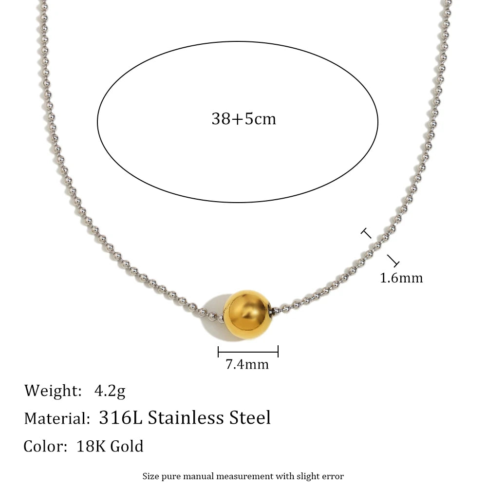 MamacitaSlay Unique 316L Stainless Steel Round Bead Chain Necklace Party Trend Waterproof Jewelry For Women's Neck Jewelry Gift