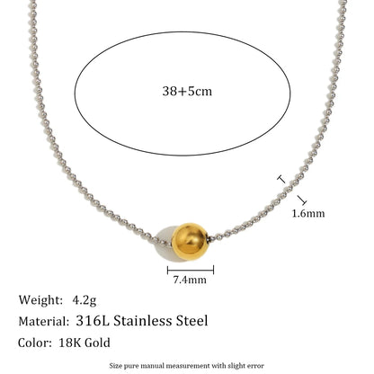 MamacitaSlay Unique 316L Stainless Steel Round Bead Chain Necklace Party Trend Waterproof Jewelry For Women's Neck Jewelry Gift
