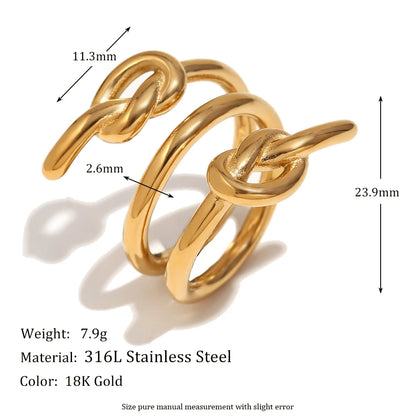MamacitaSlay Vintage Three-Layer Knot rings Waterproof trendy women's stainless steel jewelry Woman accesories gifts for women