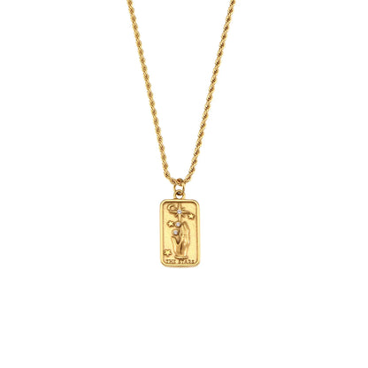 MamacitaSlay 316L Stainless Steel Tarot Card Pendant Necklace 18K Gold Plated Waterproof Neck Jewelry Women's Unique Necklace
