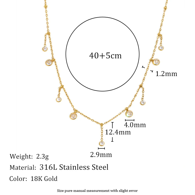 MamacitaSlay 316L Stainless Steel Zircon Flower Stackable Necklace Party Waterproof Neck Jewelry Women's Elegant Necklace Gift