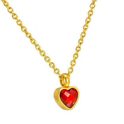 Heart Birthstone Memorial Necklace