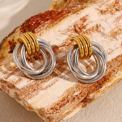 MamacitaSlay Minimalist Stainless Steel Gold Silver Colour Geometric Earrings Women's Waterproof Jewelry High Quality Gift