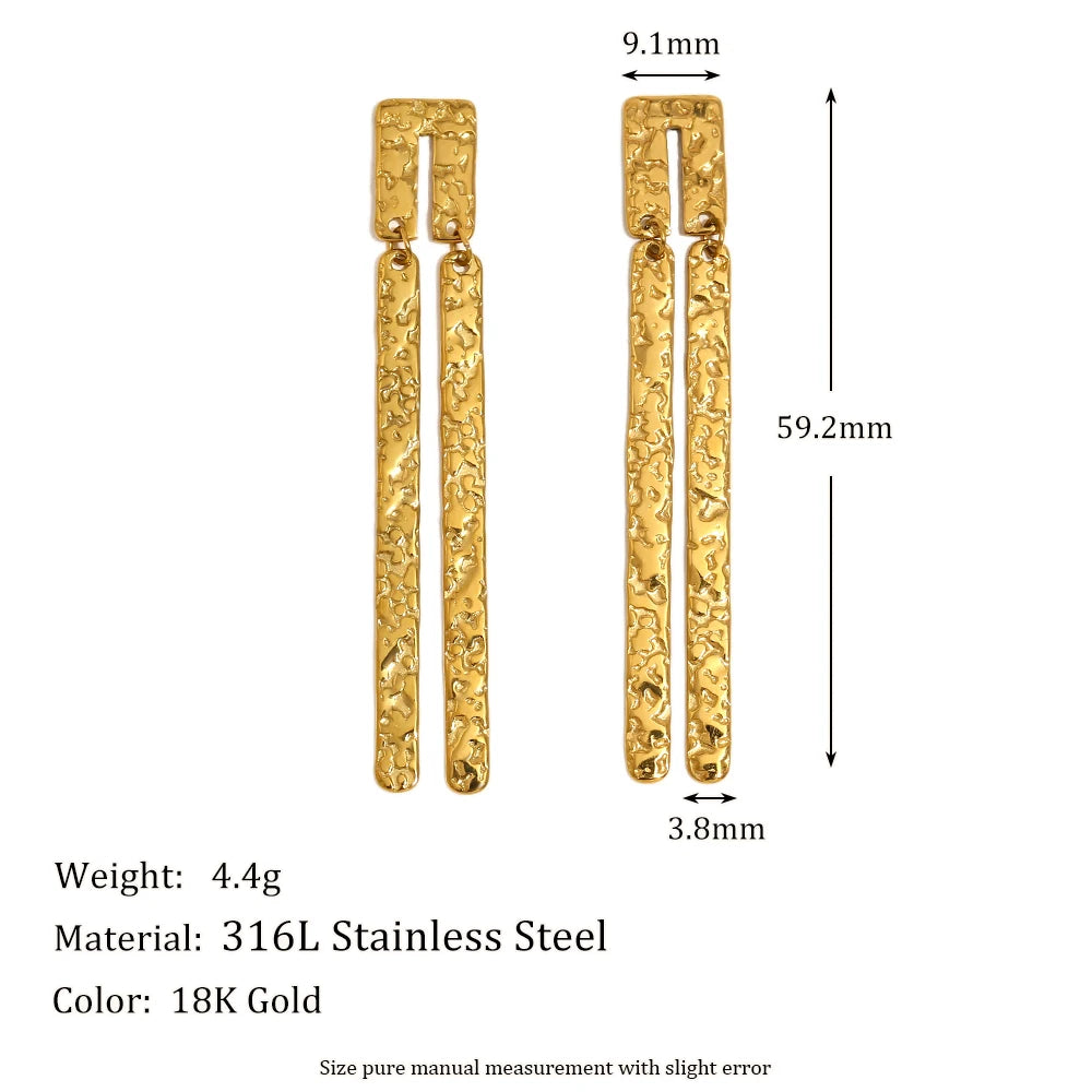 MamacitaSlay Vintage U-Shaped Rectangular Drop earrings women Gold Plated Waterproof 316L stainless steel jewelry woman