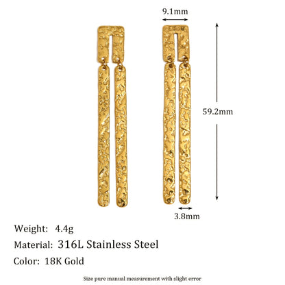 MamacitaSlay Vintage U-Shaped Rectangular Drop earrings women Gold Plated Waterproof 316L stainless steel jewelry woman