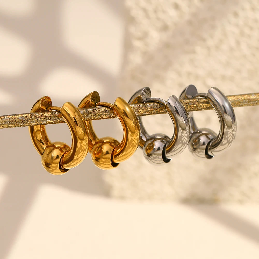 MamacitaSlay Geometric18K Gold Plated Hoops women's earrings Waterproof Daily stainless steel women's jewelry new in earrings