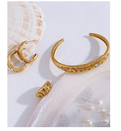 MamacitaSlay Stainless Steel 18K Gold Plated Sun Moon Stars Ring 2025 New Design Waterproof Jewelry Women's Charm Finger Jewelry