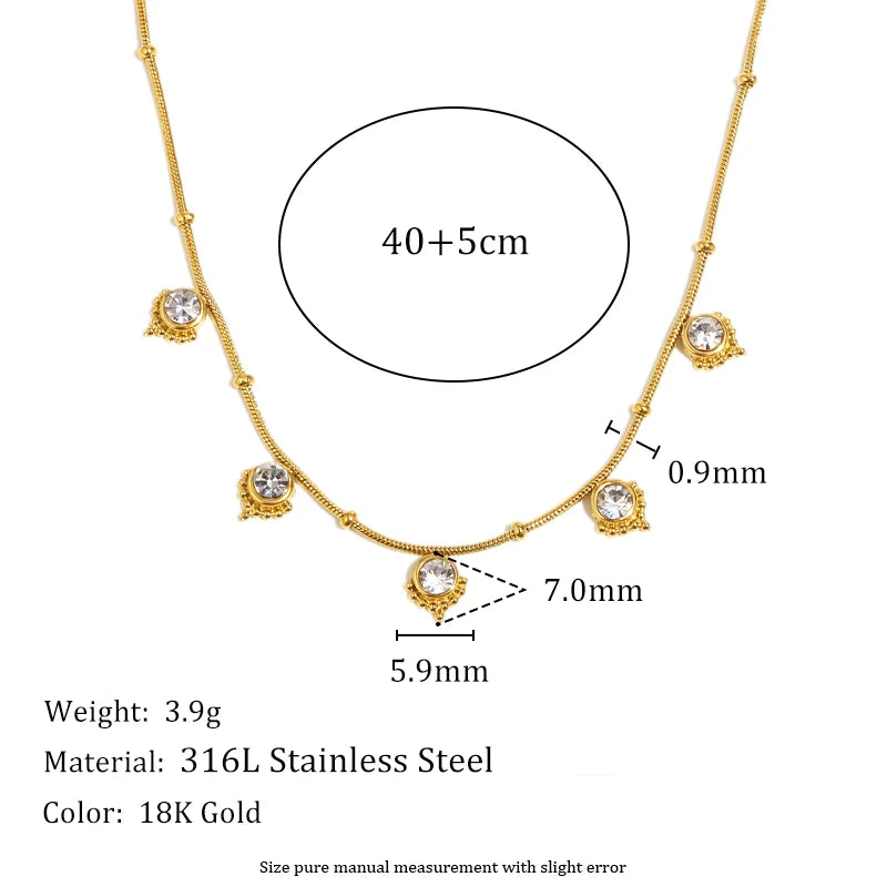 MamacitaSlay 316L Stainless Steel Zircon Flower Stackable Necklace Party Waterproof Neck Jewelry Women's Elegant Necklace Gift