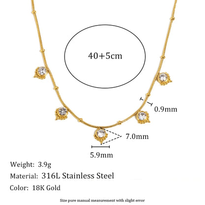 MamacitaSlay 316L Stainless Steel Zircon Flower Stackable Necklace Party Waterproof Neck Jewelry Women's Elegant Necklace Gift