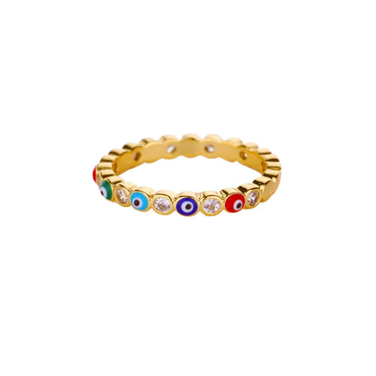 Stainless Steel Evil Eye Finger Ring Lucky Aesthetic Turkish Waterproof