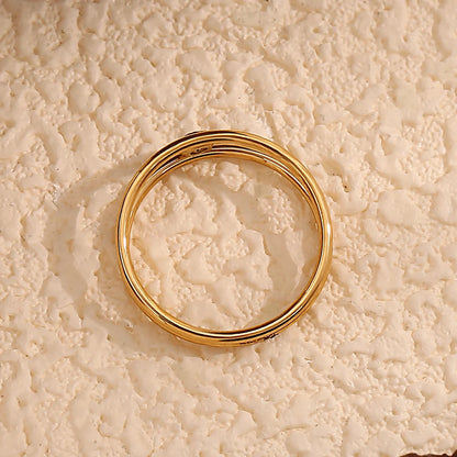 MamacitaSlay Minimalist Double Layer Round Zircon Ring 2025 Party Waterproof 18K Gold Plated Jewelry Women's Elegant Ring Gift