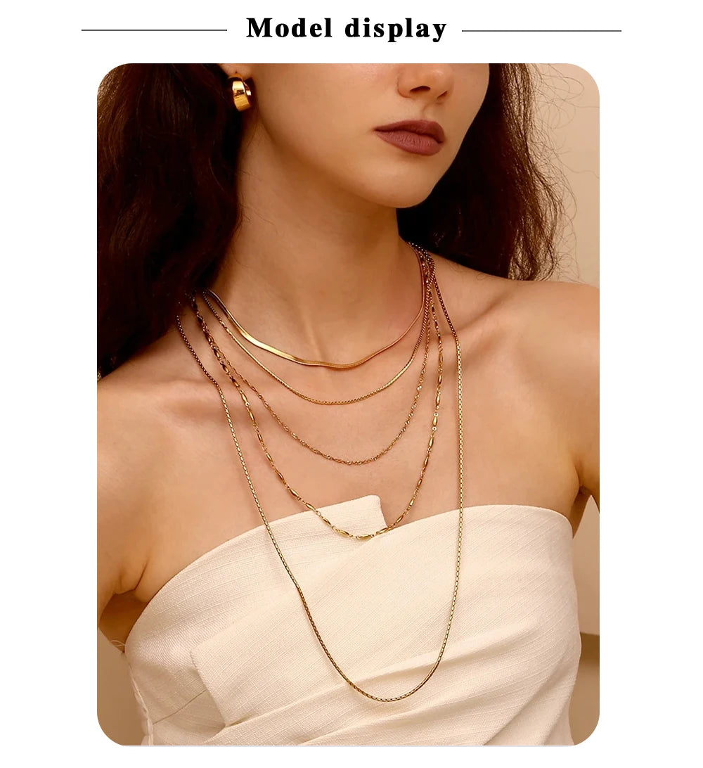MamacitaSlay Water Wave Chain Snake Chain Women's 316L Stainless Steel Necklace Bracelets Belly Chain Various Styles Jewelry
