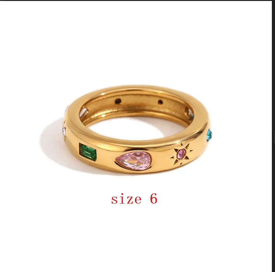 MamacitaSlay Classic Solar Geometric Zircon Bracelets Shiny Zircon Hoop Earrings 2024 Trend Stainless Steel Ring Woman
