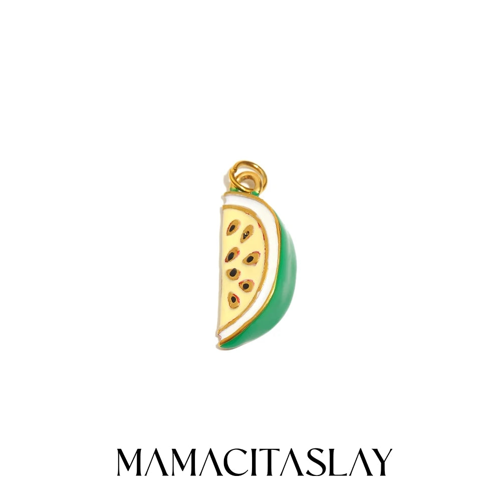 MamacitaSlay Stainless Steel Resin Tropical Fruit Charms Earrings Necklace Bracelet DIY Accessories Women's Waterproof Pendant