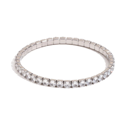 MamacitaSlay Classic Stainless Steel Zircon Fine Edge Bracelet Banquet Luxury Waterproof Jewelry Women's Elegant Simple Jewelry
