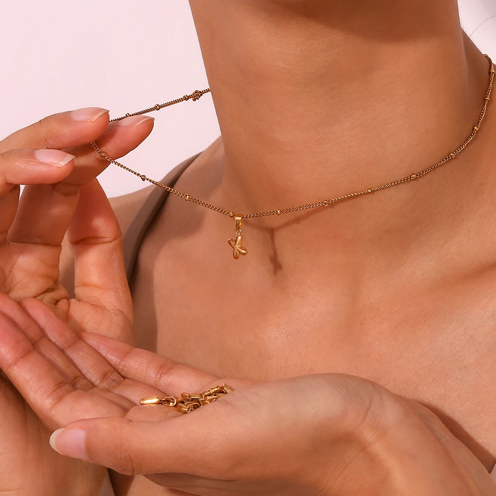 MamacitaSlay Stylish Mini Gold Plated Waterproof 26 Initial Letters Jewelry Pendants Diy Charms For Jewelry Making Dily Jewelry
