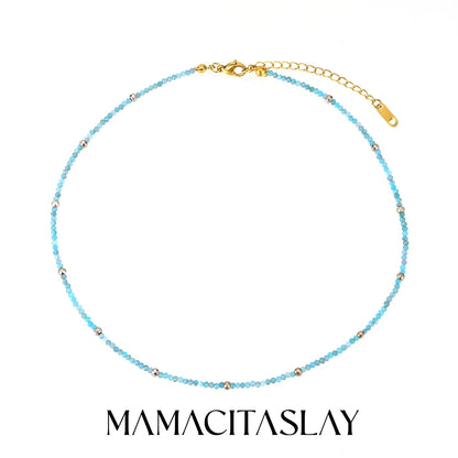 MamacitaSlay 316L Stainless Steel Natural Stone Necklace Elastic Rope Bracelet Handmade Waterproof Jewelry Women's Classic Gift