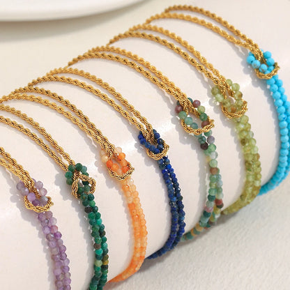 MamacitaSlay 316L Stainless Steel Natural Stone Handmade Asymmetric Bracelet Party Waterproof Jewelry Women's Charm Bracelet