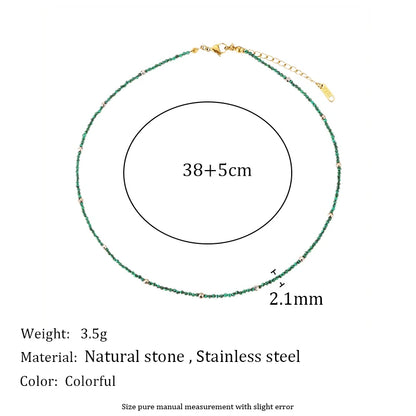 MamacitaSlay 316L Stainless Steel Natural Stone Necklace Elastic Rope Bracelet Handmade Waterproof Jewelry Women's Classic Gift