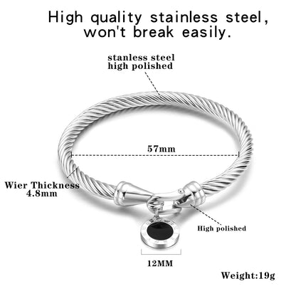 Roman Numeral Bangle with Hook Clasp