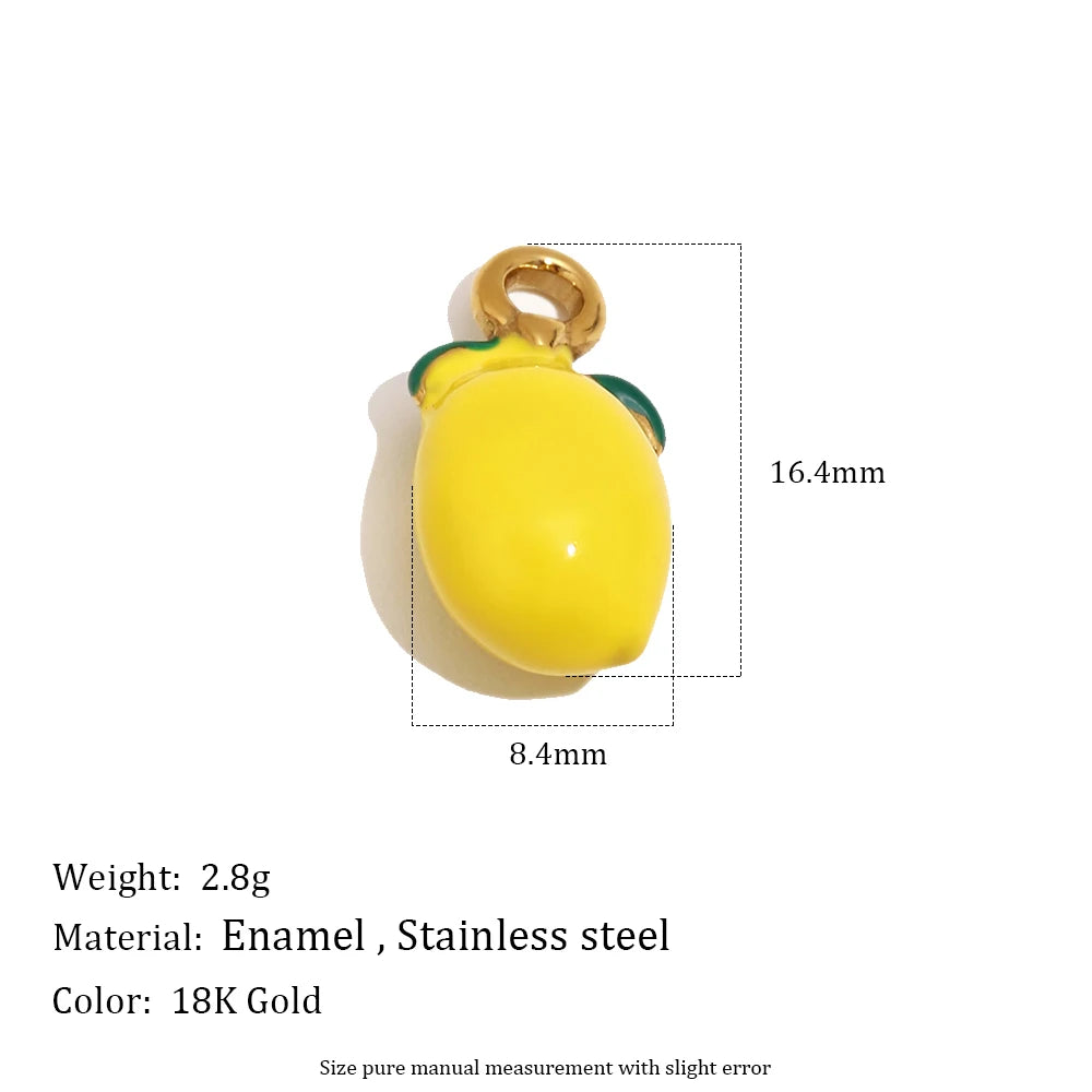 MamacitaSlay 316L Stainless Steel Fruit Enamel Charms 18K Gold Plated Waterproof Jewelry For DIY Bracelet Necklace Pendant Gifts