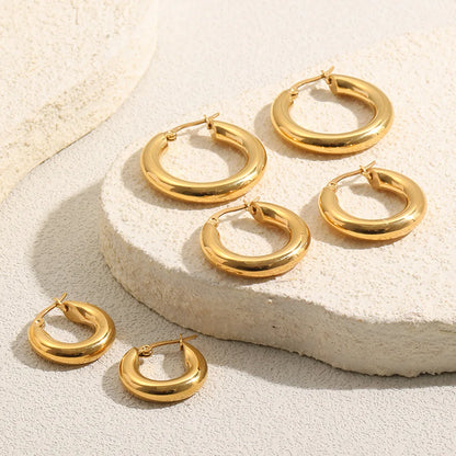 MamacitaSlay Minimalist 18K Gold Plated 316L Stainless Steel Different Sizes Hoop Earrings Waterproof Party Jewelry for Women