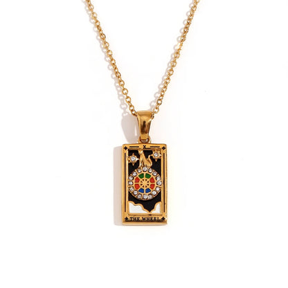 MamacitaSlay 316L Stainless Steel Zircon Tarot Necklace 18K Gold Plated Waterproof Jewelry Women's Creative Elegant Necklace
