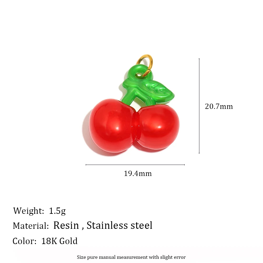 MamacitaSlay Stainless Steel Resin Tropical Fruit Charms Earrings Necklace Bracelet DIY Accessories Women's Waterproof Pendant