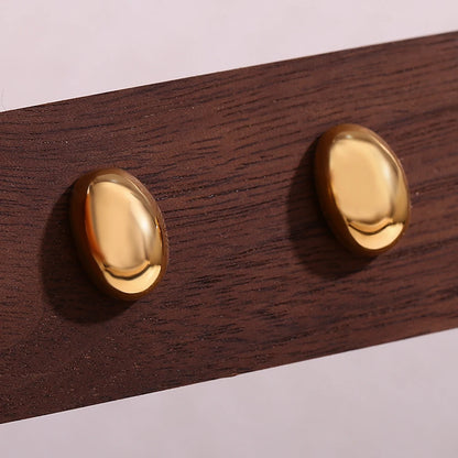 MamacitaSlay 316L Stainless Steel Puffy Bean Stud Earrings 18K Gold Plated Waterproof Jewelry For Women Minimalist Daily Wear