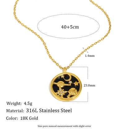 MamacitaSlay 316L Stainless Steel Shell Zircon Celestial Necklace Waterproof 18K Gold Plated Neck Jewelry Elegant Necklace Gifts