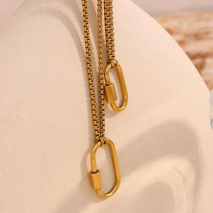 MamacitaSlay Unique 18K Gold Plated Stainless Steel Geometric DIY Necklace Party Waterproof Jewelry Unisex Trendy Neck Chain