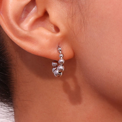 MamacitaSlay Unique Gradient Sized Beads Stainless Steel Earrings Party Waterproof Jewelry Women's Charm Statement Earrings Gift