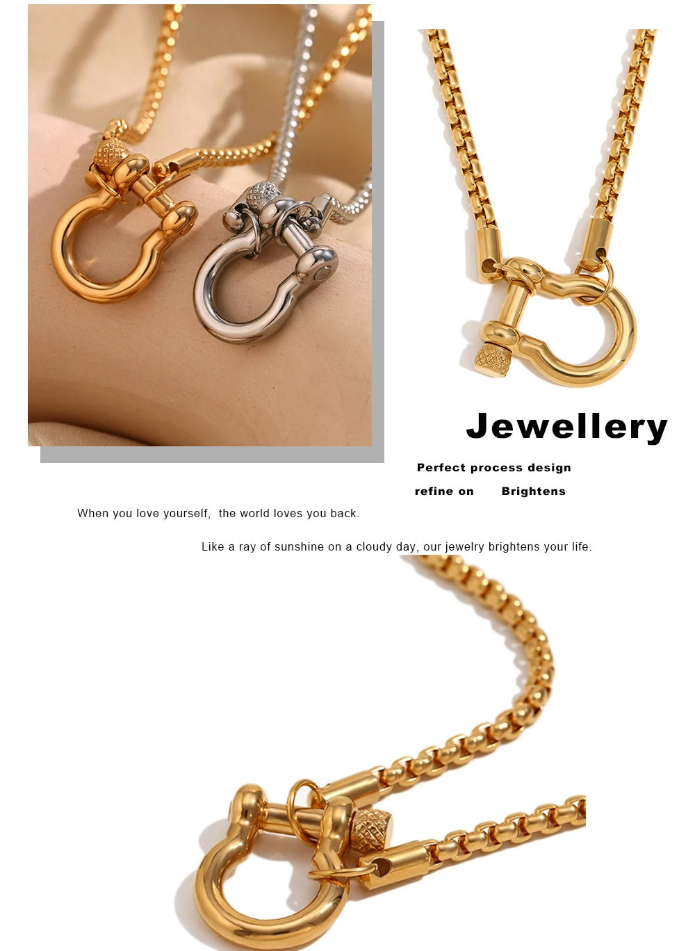 MamacitaSlay Unique Cool 316L Stainless Steel Double Color Necklace Party Waterproof Neck Jewelry For Women's DIY Accessories