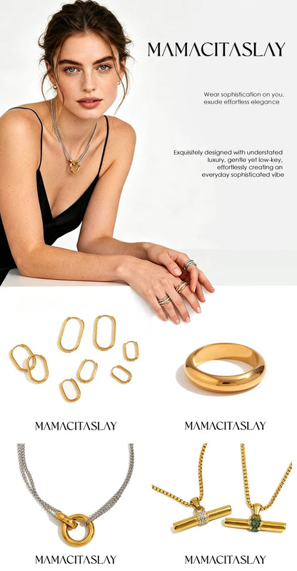 MamacitaSlay 18K Gold Plated Stainless Steel Moon Hoop Earrings Unique Waterproof Jewelry Women's Charm Statement Earrings Gift