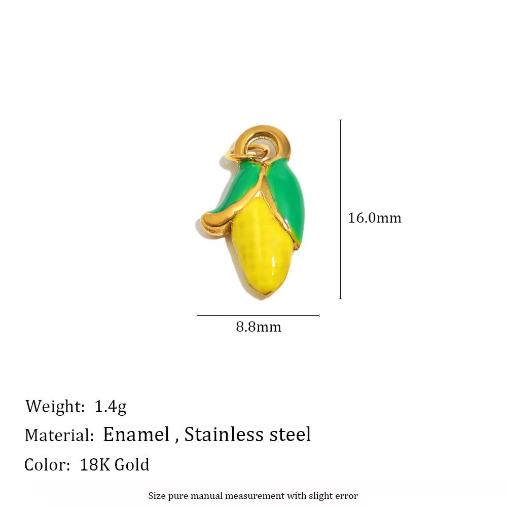 MamacitaSlay Stainless Steel Resin Tropical Fruit Charms Earrings Necklace Bracelet DIY Accessories Women's Waterproof Pendant