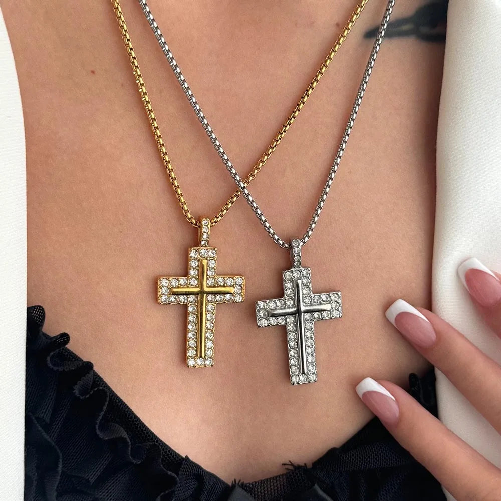 MamacitaSlay Trendy Cross Pendant Necklace Design Waterproof Neck Jewelry Design Waterproof Neck Jewelry Neutral Statement Gift