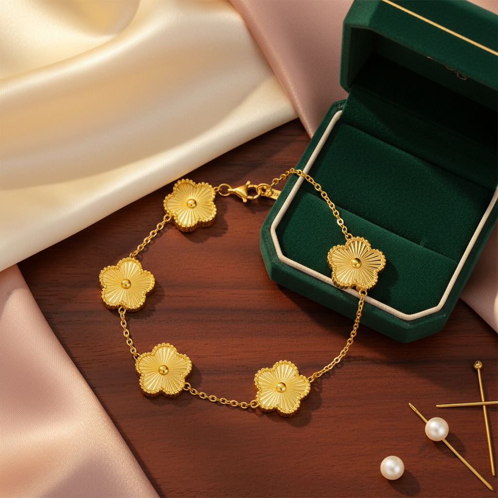 Golden Blooms Charm Bracelet