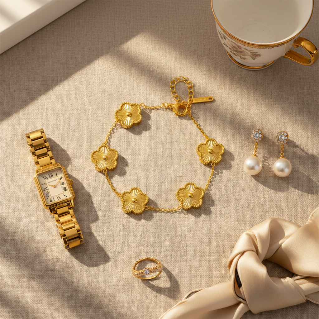 Golden Blooms Charm Bracelet